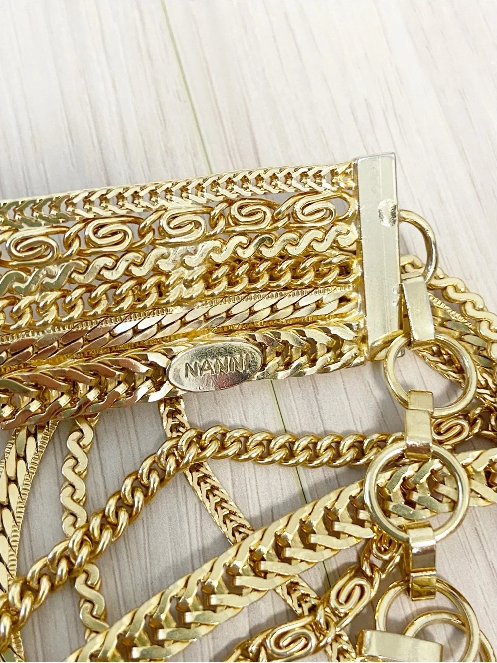 Authentic vintage 1980s or 1990s NANNI Milano multi-strand gold metal mesh belt